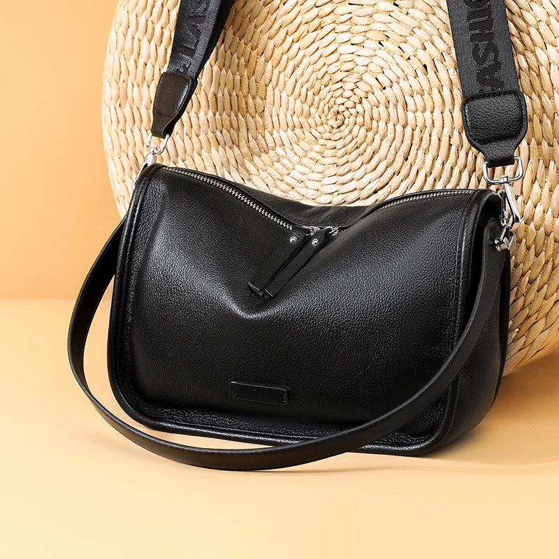 Bolsa Feminina Crossbody de Couro - Ver de Prata