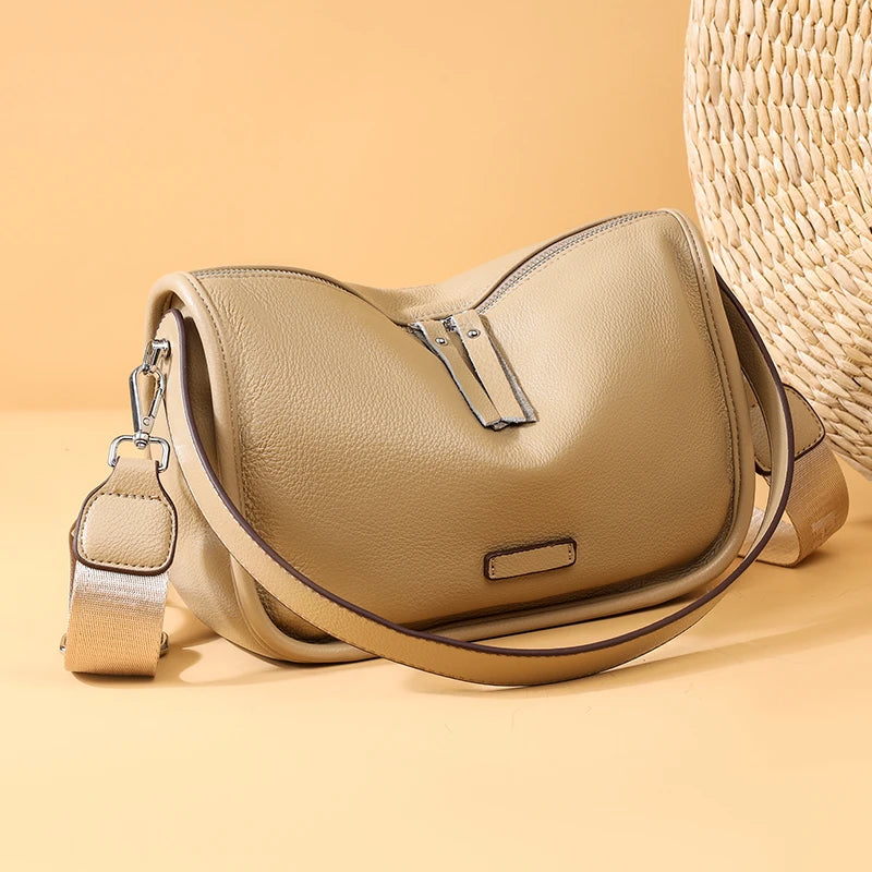 Bolsa Feminina Crossbody de Couro - Ver de Prata
