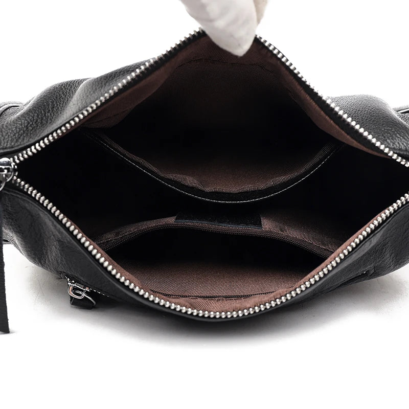 Bolsa Feminina Crossbody de Couro - Ver de Prata