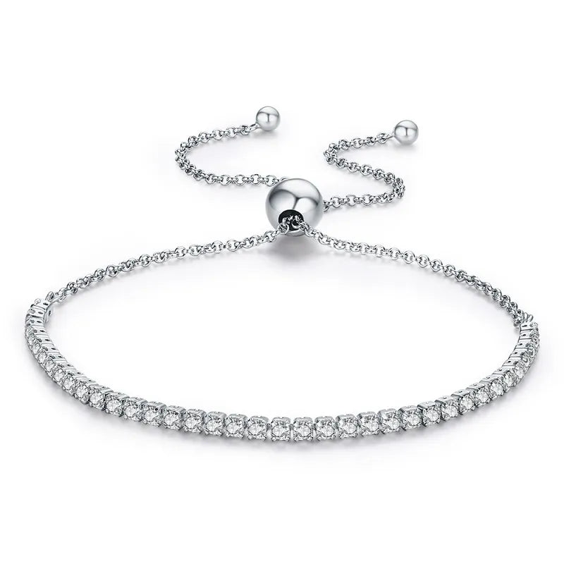 Pulseira de Prata 925 Feminina Ajustável - Ver de Prata