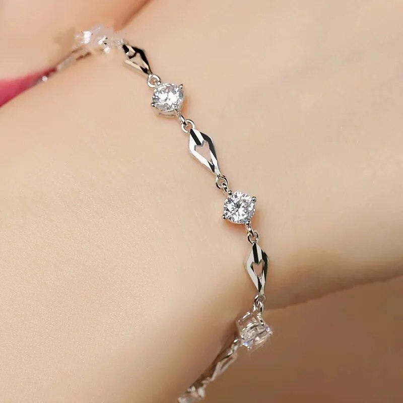 Pulseira de Prata Feminina Charm - Ver de Prata