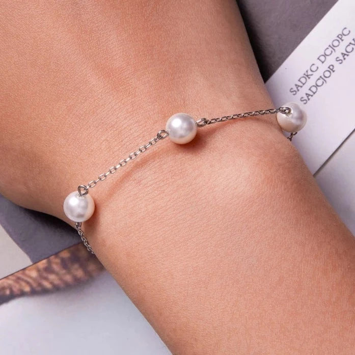 Pulseira de Prata com Pérolas - Ver de Prata