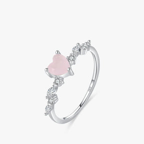 Anel Feminino de Prata Pink Heart - Ver de Prata