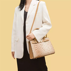 Bolsa Feminina Couro de Jacaré com Carteira Brinde - Ver de Prata