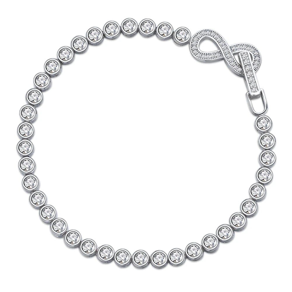 Pulseira de Prata 925 Cravejada Infinito - Ver de Prata