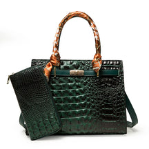 Bolsa Feminina Couro de Jacaré com Carteira Brinde - Ver de Prata