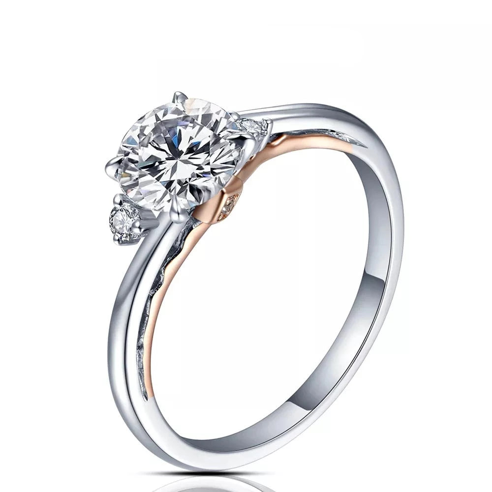 Anel Feminino de Prata com Ouro Rose 18K - Ver de Prata