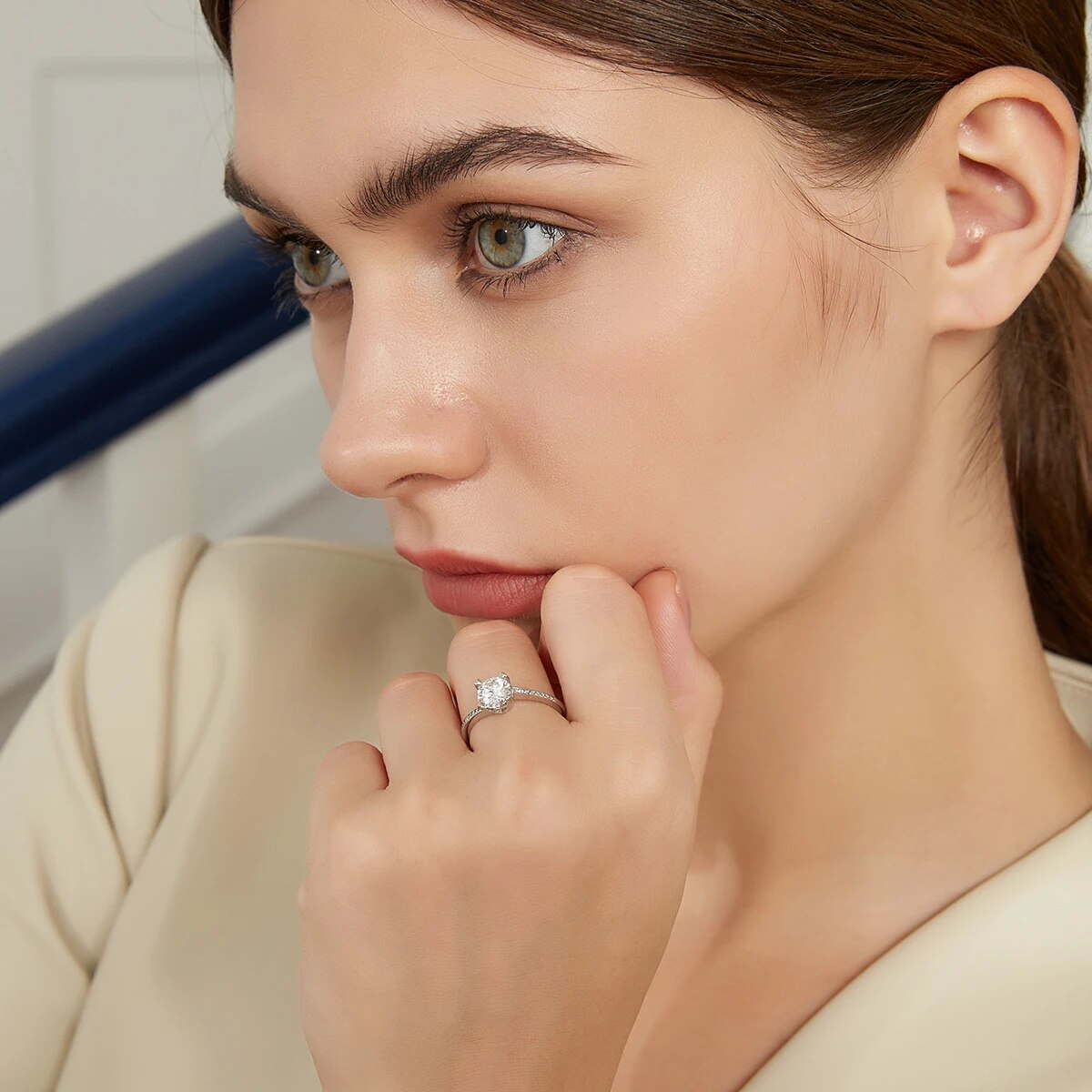 Anel de Noivado Feminino Platinum - Ver de Prata