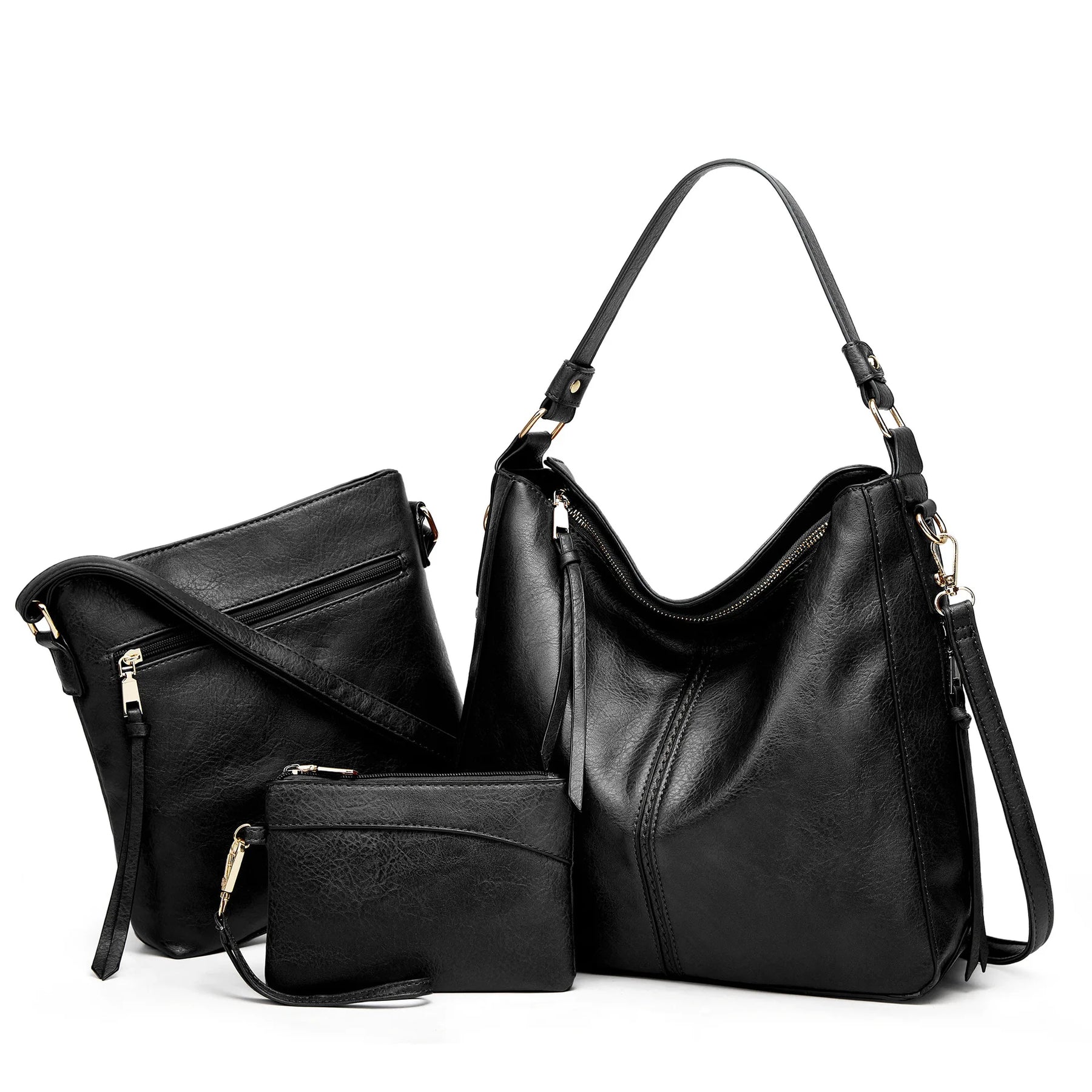 Conjunto de Bolsas Feminina de Couro - Ver de Prata