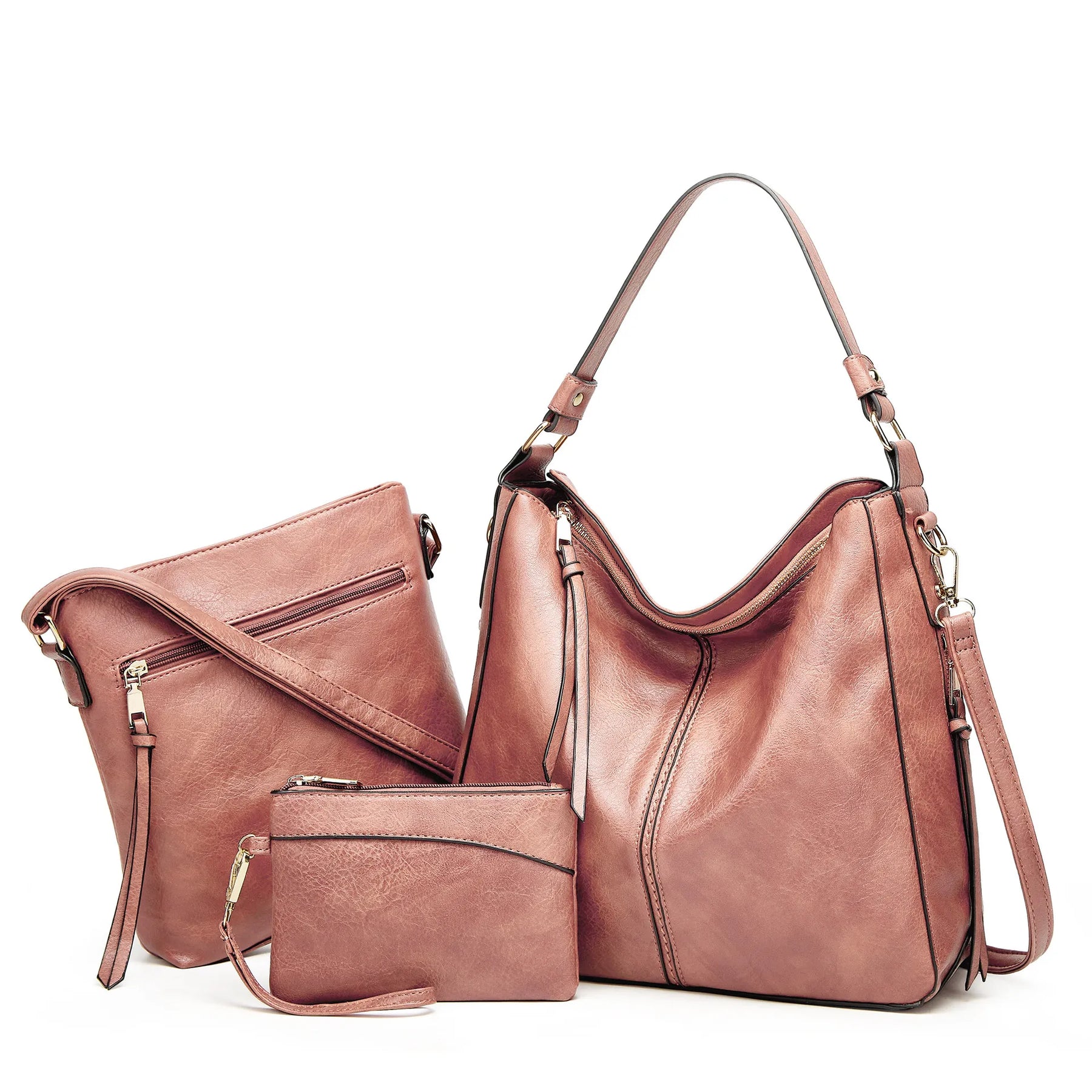 Conjunto de Bolsas Feminina de Couro - Ver de Prata